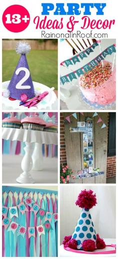 
                    
                        LOVE these ideas! Easy to do and Super Affordable! 13+ DIY Party Decorations and Ideas via RainonaTinRoof.com
                    
                