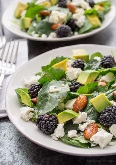 
                    
                        Baby Kale and Blackberry Salad with Ricotta Salata, Avocado and Rosemary Honeyed Almonds | Taste Love & Nourish on TasteLoveAndNouri...
                    
                