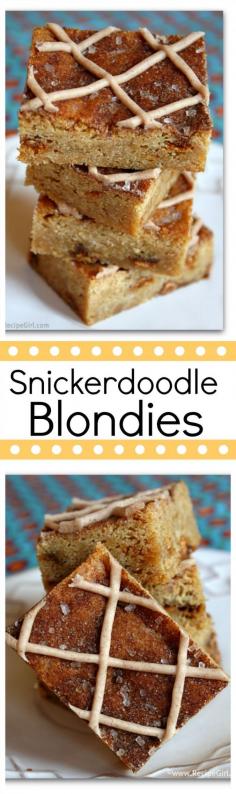 
                    
                        Snickerdoodle Blondies : a big-time favorite dessert bar recipe for so many years now!
                    
                