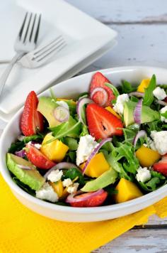 
                    
                        Strawberry-Mango Arugula Salad with Avocado and Goat Cheese from Flavour and Savour
                    
                