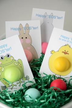 
                    
                        Create some adorable Easter Gifts for someone who loves EOS Lip Balm. Free Printable Easter Gift cards so you can attach your eos lip balm to them.
                    
                