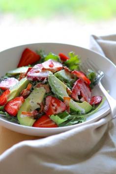 
                    
                        Strawberry Avocado Kale Salad with Bacon Poppyseed Dressing from www.laurenslatest...
                    
                