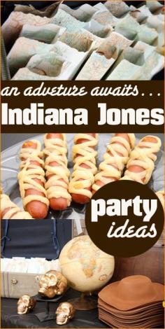 Indiana Jones Party Ideas.  Celebrate a boys birthday party with an adventure.  Great party games, party food, party decorations and awesome party favors.
