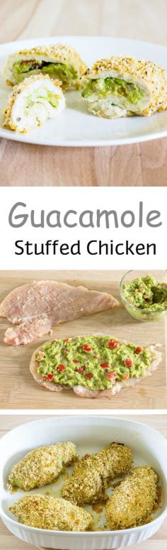 
                    
                        Guacamole Stuffed Chicken Breast - Juicy chicken with a crunchy crust, stuffed with guacamole.
                    
                