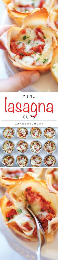 
                    
                        Mini Lasagna Cups - The easiest, simplest lasagna you will ever make, conveniently made into single-serving portions!
                    
                