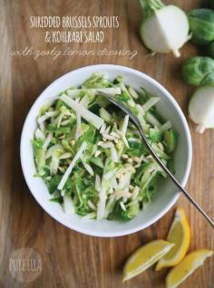 
                    
                        Pure Ella | Shredded Brussels Sprouts & Kohlrabi Salad with Zesty Lemon Dressing | #glutenfree #vegan #salad | www.pureella.com
                    
                