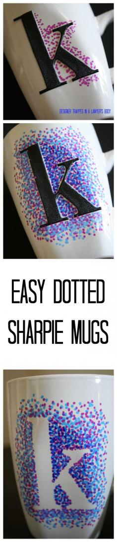 Sharpie dots in a cool design on a mug- cute!