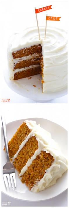 The BEST Carrot Cake Recipe — it’s moist, delicious, and topped with a heavenly cream cheese frosting |gimmesomeoven.com#dessert