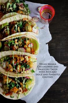 
                    
                        Vegan Masala Cauliflower and Broccoli Tacos with Avocado Sauce / Recipe
                    
                