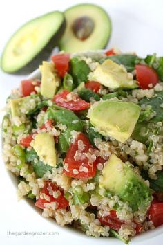 Quinoa Avocado Spinach Power Salad via @The Garden Grazer/ // #quinoa #avocado #spinach #salad