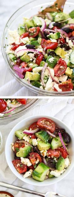 
                    
                        Greek Salad with Avocado
                    
                