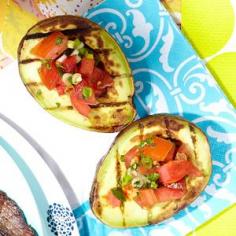Grilled Avocado With Fresh Tomato Salsa recipe. Definitely trying this! #FitLiving