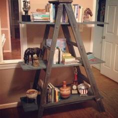 A simple DIY bookcase can be made with a ladder and some wood planks.  And lots of other imaginative book storage ideas.