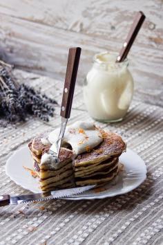 Orange Rosemary Pancakes w/ Lavender Honey Whipped Cream