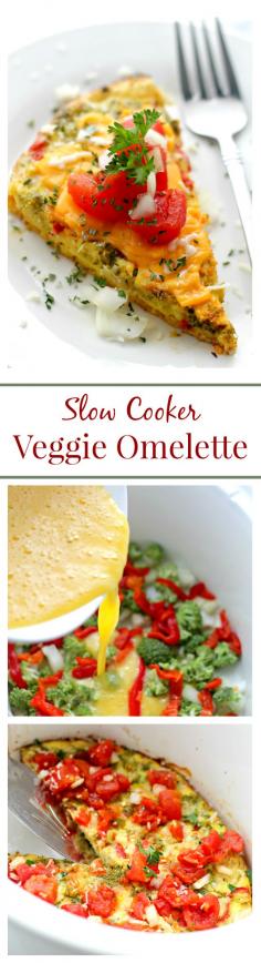 
                    
                        Slow Cooker Veggie Omelette | www.diethood.com | Get your Christmas Day started right with a delicious and simple breakfast omelette cooked in the crock pot!
                    
                