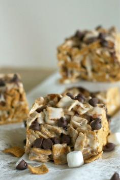 
                    
                        Smores: Like rice krispie treats but made with golden grahams and mini chocolate chips....this might be better than regular rice krispies!
                    
                