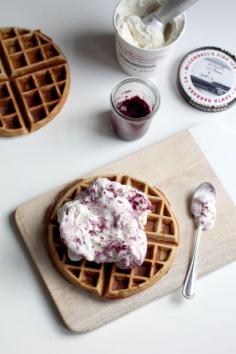 
                    
                        Gluten free peanut butter waffles + ice cream
                    
                