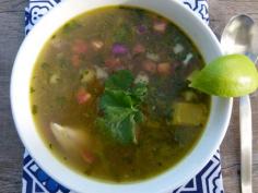 chicken soup with avocado and lime