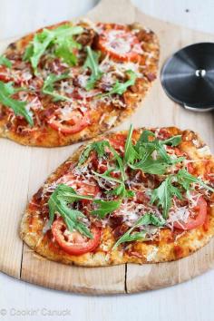 
                    
                        BLT Naan Pizza Recipe with Bacon, Arugula & Tomato | cookincanuck.com #recipe
                    
                