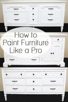 How To Paint Furniture Like a Pro.  Sand with fine grit sandpaper and use a paint sprayer. sand between paint coats and clean thoroughly.