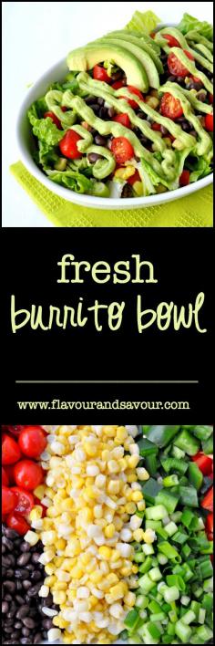 
                    
                        Fresh Burrito Bowl. All the flavours of the Southwest! #vegetarian |www.flavourandsavour.com
                    
                