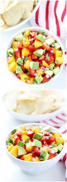 
                    
                        Strawberry Mango Salsa Recipe on twopeasandtheirpo... Love this simple and fresh salsa!
                    
                