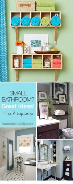 Small Bathroom? Great Ideas! • Tips, Ideas  Inspiration!  Love the blue and green combo...