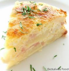 
                    
                        Ham and Potato Bake Recipe. Not quite a quiche but so good. Warm or cold!
                    
                