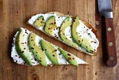 Healthy breakfast.  Toast a thick slice of your favorite whole-grain bread, spread with ricotta cheese, then top with avocado slices and some crushed red pepper.
