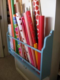 Craft Room Organization Inspiration. LOVE this wrapping paper organizer!