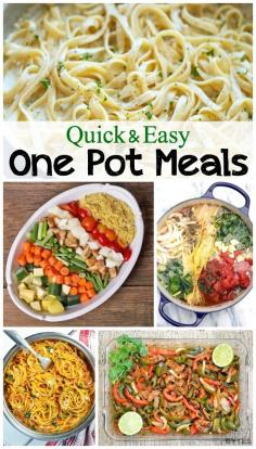 
                    
                        12 easy one pot meals. Everything cooks together in one-pot which makes cooking and cleaning a breeze. Includes one-pot chicken recipes, beef recipes, & meatless recipes.
                    
                
