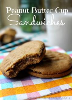 
                    
                        Peanut butter perfection! These Peanut Butter Cup Sandwiches combine two favorites... candy and cookies.
                    
                