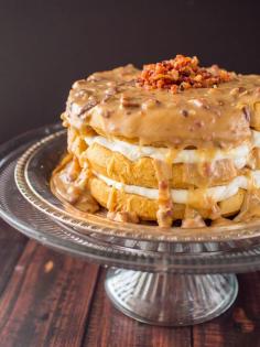 
                    
                        MAPLE BOURBON WAFFLE CAKE WITH CANDIED BACON PRALINE
                    
                