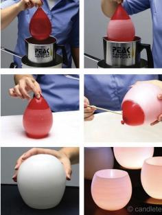DIY candle holders - Water balloon candle wax tea light holders. 
                                        