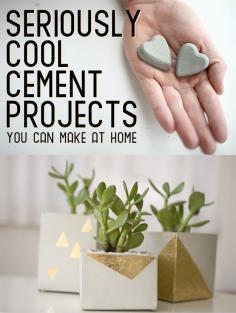 
                    
                        22 Seriously Cool Cement Projects You Can Make At Home - I've always wanted to work with cement! Time to take the plunge and do it!
                    
                