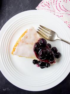 
                    
                        lemon cornmeal cake with crushed blueberry sauce
                    
                