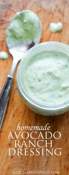 
                    
                        Deliciously Creamy Homemade Avocado Ranch Dressing! A flavorful and much healthier option.
                    
                