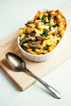 
                    
                        asparagus and caramelized onion mac and cheese
                    
                