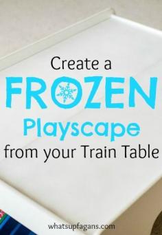 How to Turn a Train Table into a Frozen Playscape. A fun DIY craft project for my girls.