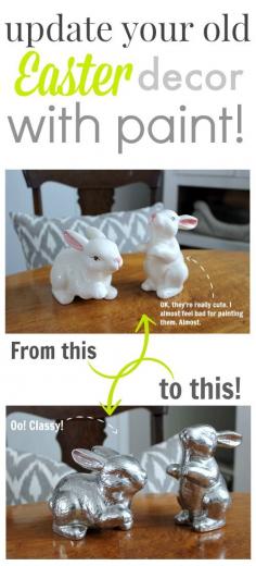 
                    
                        Great idea for updating outdated Easter decor with spray paint! Why buy all new stuff if you don't have to?
                    
                