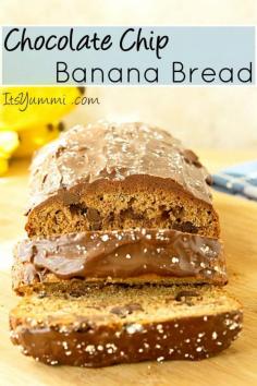 
                    
                        chocolate chip banana bread recipe with a layer of chocolate ganache on top. This is a banana bread lover's snack!
                    
                