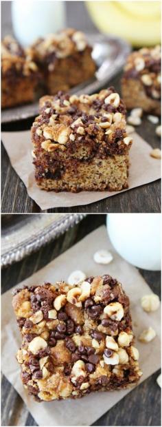 
                    
                        Banana Cake with Chocolate Chip Hazelnut Streusel Topping Recipe on twopeasandtheirpo... LOVE this banana cake! It is easy to make too!
                    
                