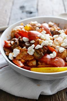 
                    
                        Weight Watchers Chicken Saute with Peppers, Onions Mushrooms and Goat Cheese ~  only an unbelievable 5 PointsPlus per serving!  dineanddish.net
                    
                