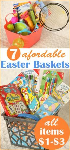 
                    
                        7 Affordable Gift Baskets.  "Out of the Box" Easter basket ideas. Creative gift baskets on a budget.
                    
                