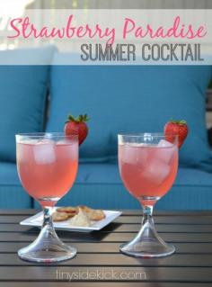 Strawberry Paradise Recipe {Drinks with the Girls}  Strawberry Paradise Recipe  2 parts vodka  2 parts White Cran Strawberry Juice or Strawberry Lemonade (The White Cran was our favorite)  1/4 part sweetened lime juice