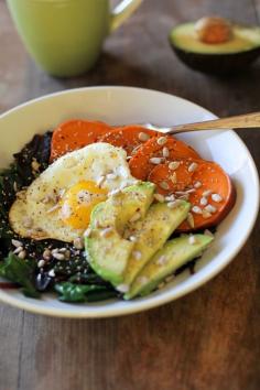 
                    
                        Well-Balanced Sweet Potato Breakfast Bowls with Spinach, Avocado, and Sunflower Seeds | theroastedroot.net Julia Mueller #vegetarian #breakfast #recipe
                    
                