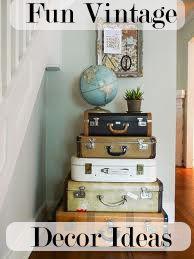 Vintage suitcases and globe, placed together how wonderful. These can be found at antique malls, flea markets etc. Biddy Craft