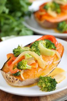 30 Minute Thai Curry Stuffed Sweet Potatoes - quick, easy, and deliciously healthy!