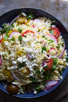 
                    
                        HERBED ORZO PASTA SALAD WITH TOMATOES & FETA
                    
                