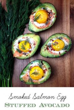 
                    
                        Smoked Salmon Egg Stuffed Avocado // fancy schmancy without the fuss, high protein, low carb via Grok Grub #brunch #healthy
                    
                
